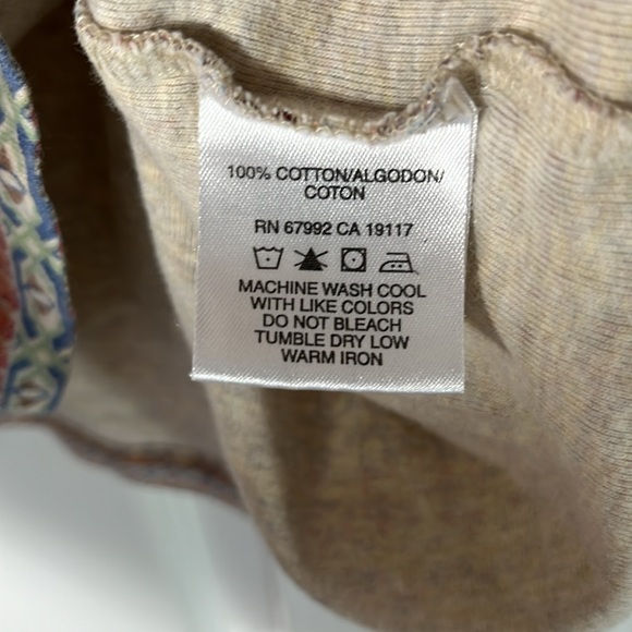 SO blue sigrid olsen VTG Y2K raglan slv cotton crop top boho geo multi color 2X - Picture 4 of 13